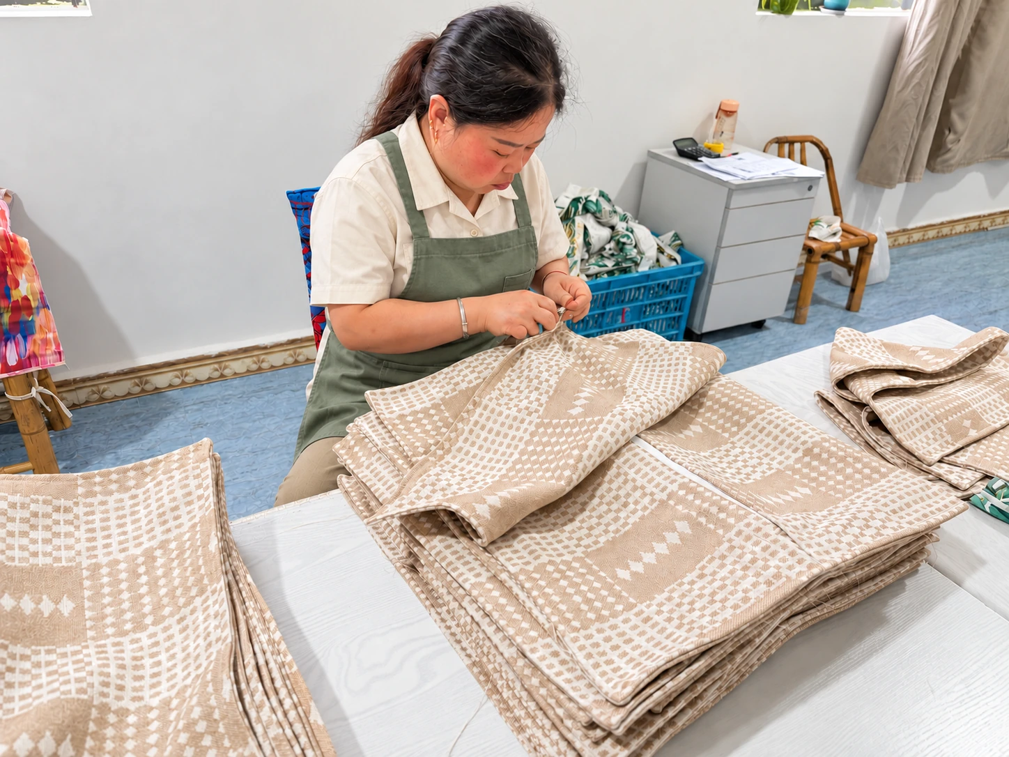Quality inspection of textile cushion covers